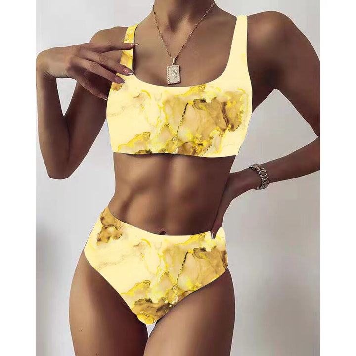 Dame Høj Talje Marmorert Bikini Sæt Stilla