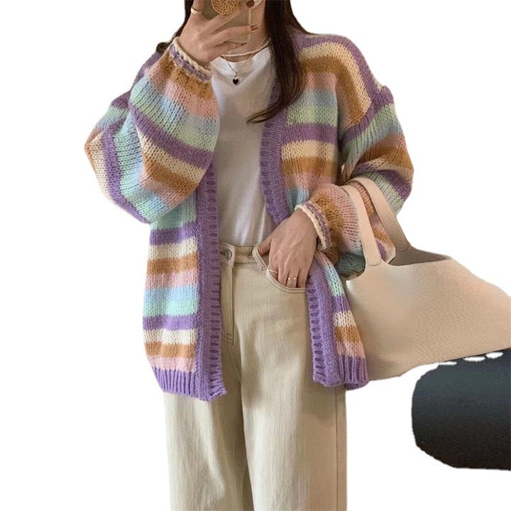 Femme Chunky Strik Åben Front Pastel Cardigan Stilla