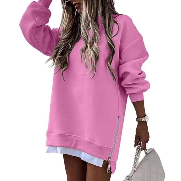Dame casual sweatshirt med side lynlås og oversized pasform Stilla