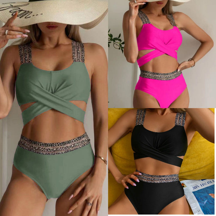 Dame bikini-sæt med moderne dyreprint og højt skåret talje Stilla