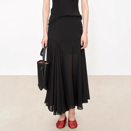 Dame elegant midikjole med flydende snit og asymmetrisk kant Stilla