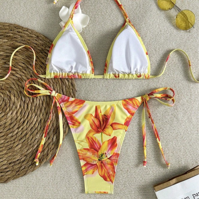 Dame Triangel-Bikini-Sæt med florale accenter Skovae