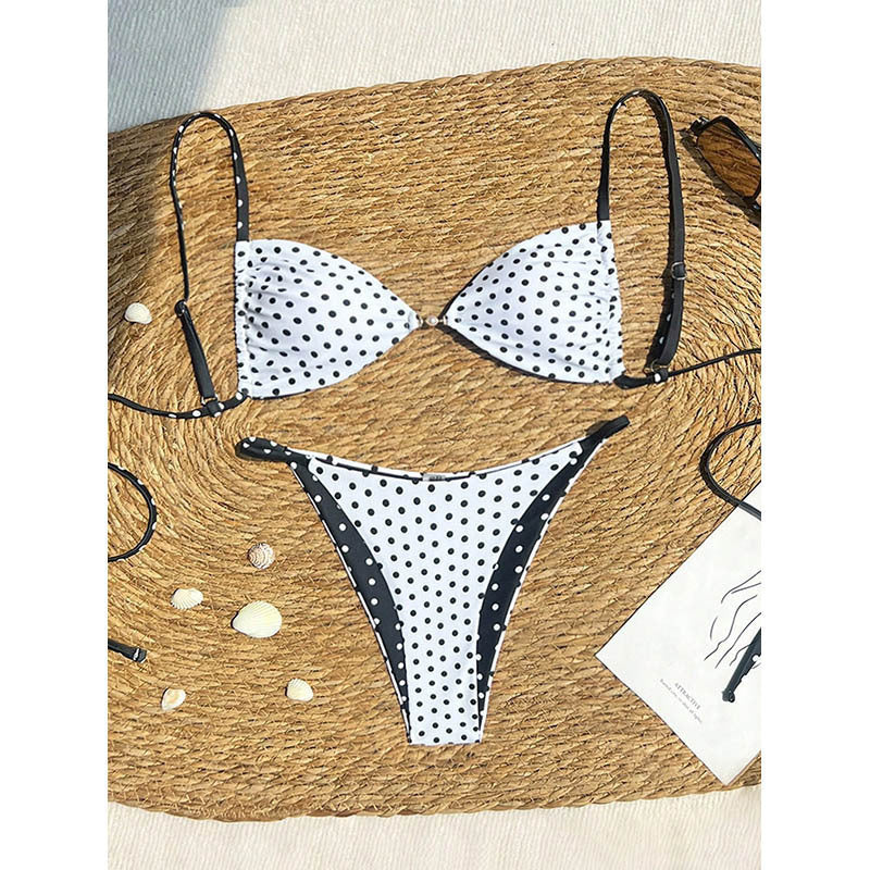 Dame triangel-bikini med prikkemønster Skovae