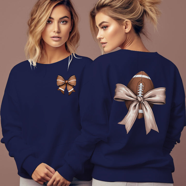 Dame sweatshirt med sødt fodboldmotiv og sløjfeaccent Stilla