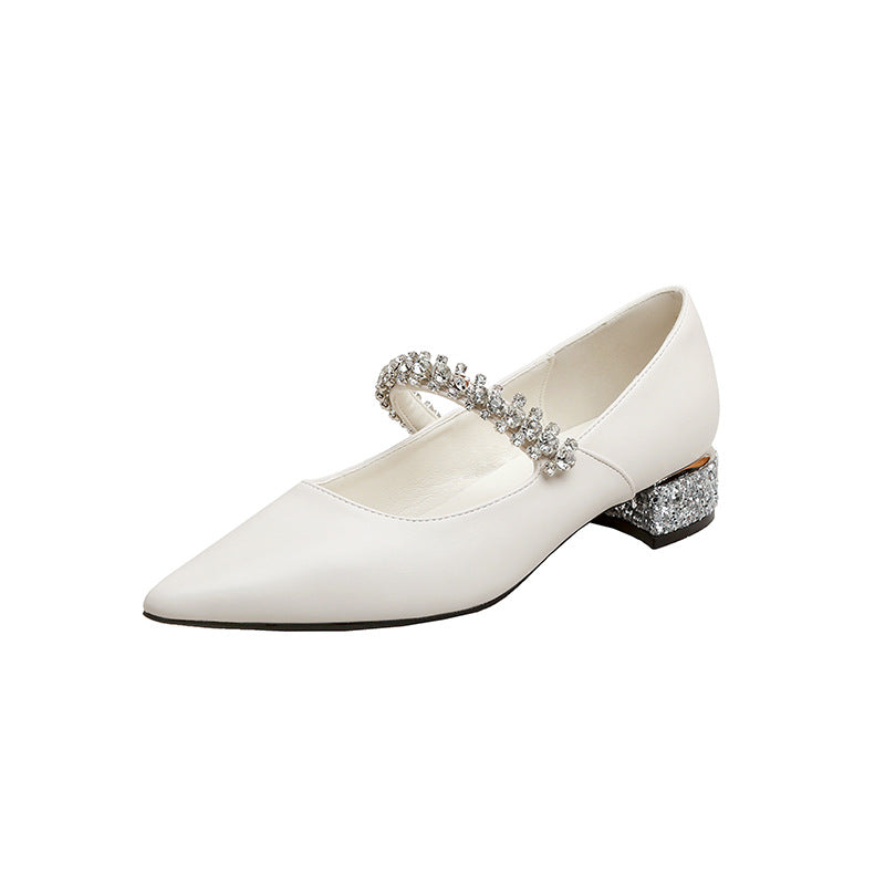 Dame elegante Pumps med funklende dekoration og komfortabel blokhæl Stilla