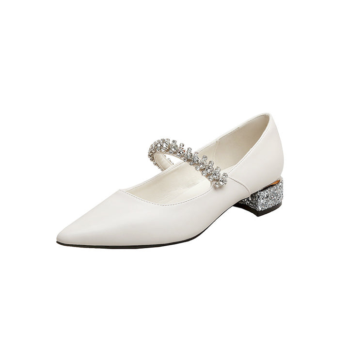 Dame elegante Pumps med funklende dekoration og komfortabel blokhæl Stilla