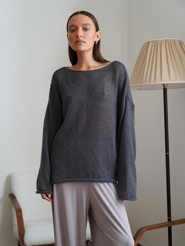 Dame afslappet longsleeve pullover i fin strik kvalitet Stilla