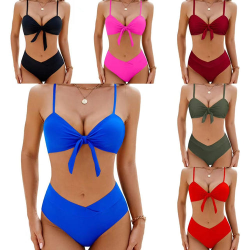 Damer Høj talje Bikini med knude-fri top Skovae