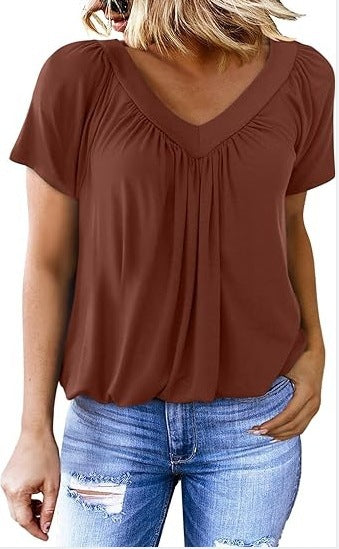 Dame Relaxed Fit V-Hals Bluse Stilla