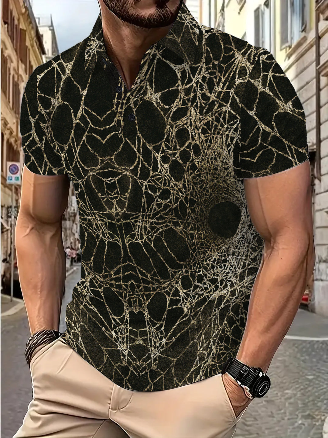 Herrer Poloshirt med unikt grafisk design og åndbare egenskaber Stilla