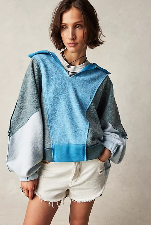 Dame Oversized Hættebluse med moderne farveblokdetaljer Stilla