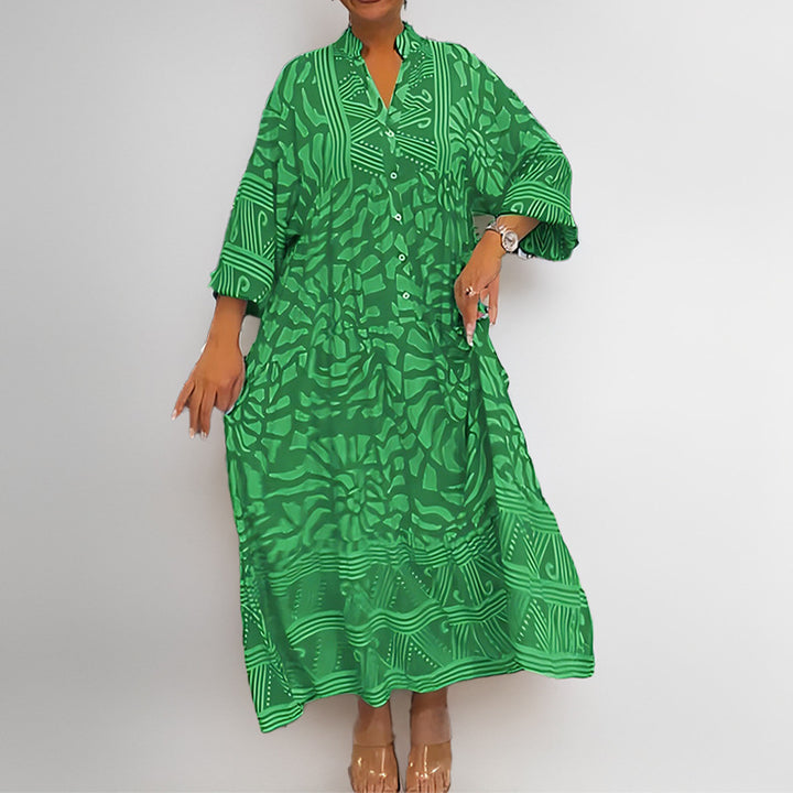 Kvinders Kaftan Kjole med Trendy Mønster Stilla