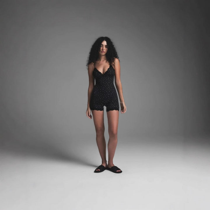 Dame Floral Spids Besætning Bodysuit Stilla