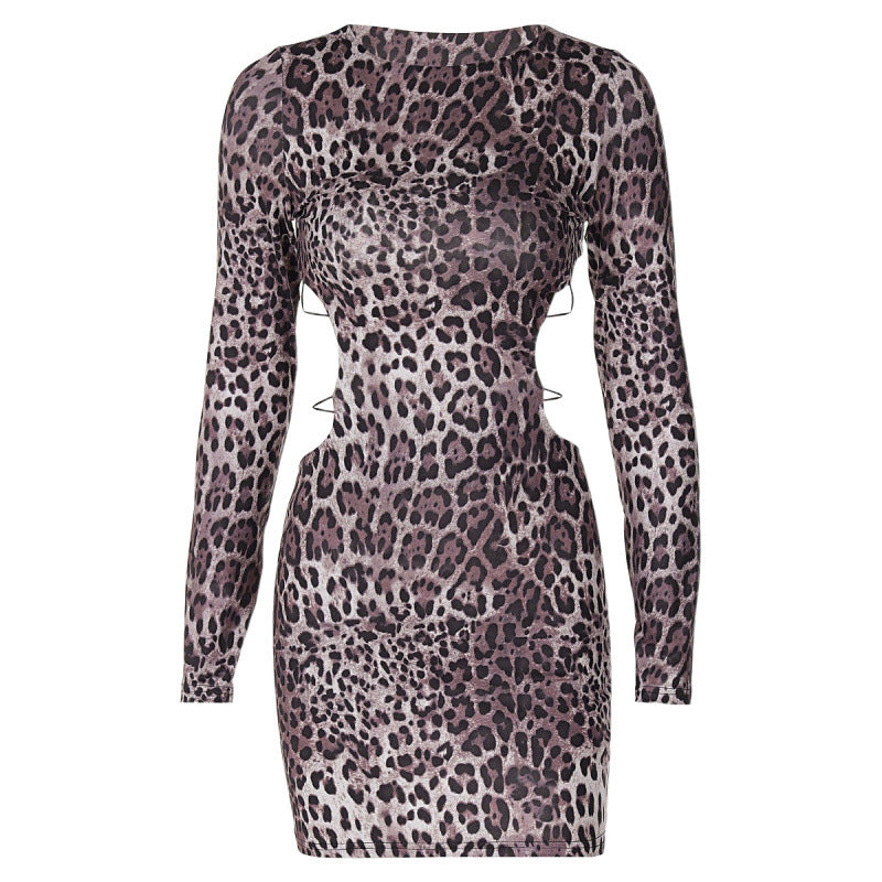 Dame langærmet bodycon kjole med justerbare sidelur Stilla