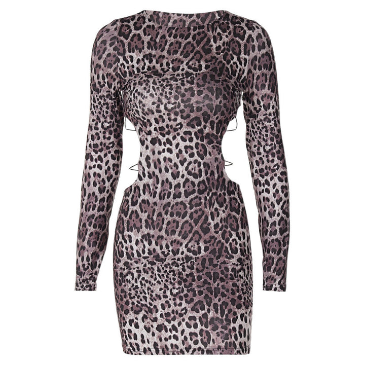 Dame langærmet bodycon kjole med justerbare sidelur Stilla