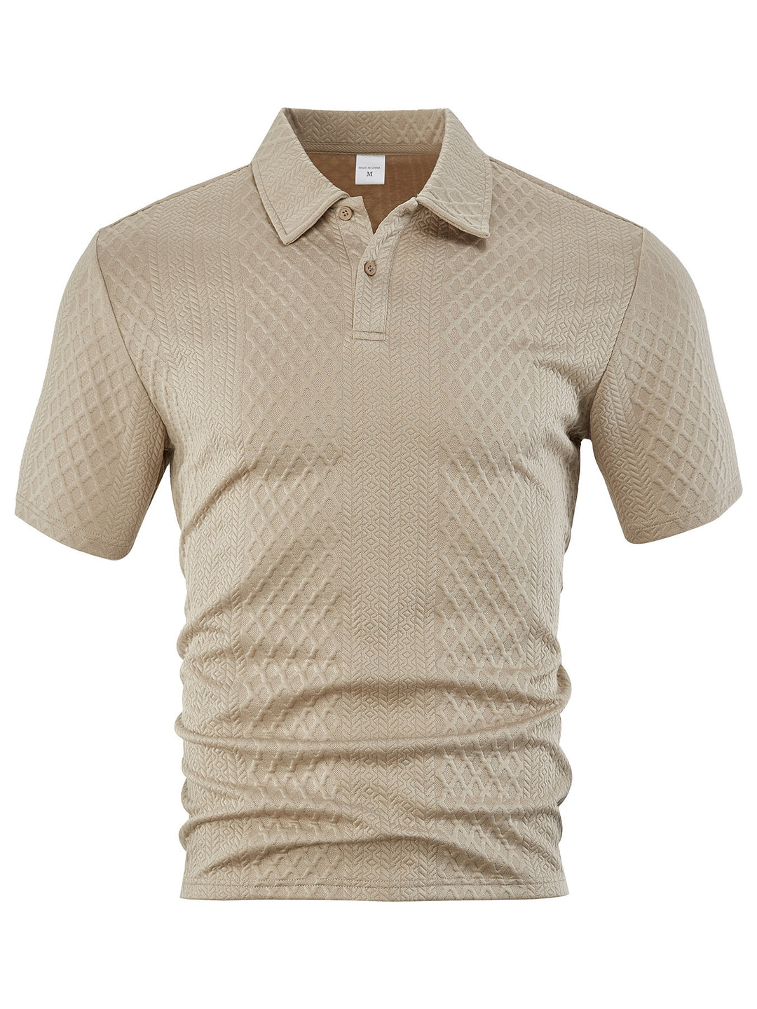 Herrer nan tekstureret jacquard-polo shirt kortærmet smal pasform med polo krave Skovae
