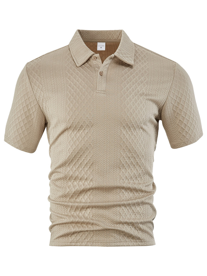 Herrer nan tekstureret jacquard-polo shirt kortærmet smal pasform med polo krave Skovae