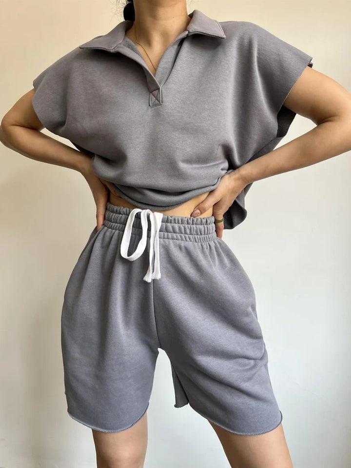 Kvinders afslappede polo shirt og shorts sæt Skovae