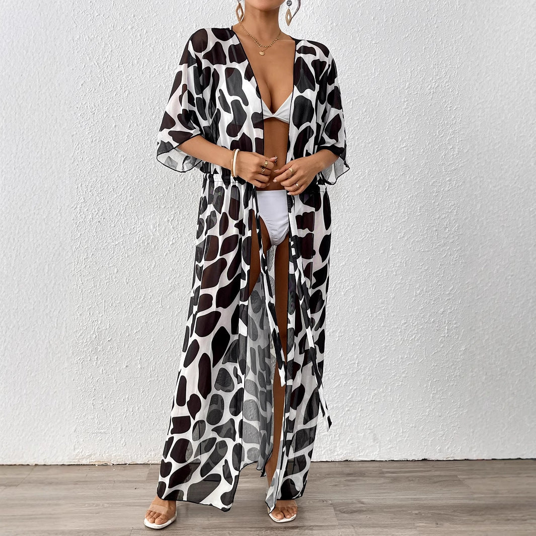 Dame mode strandkaftan med sidelivsnorm Skovae