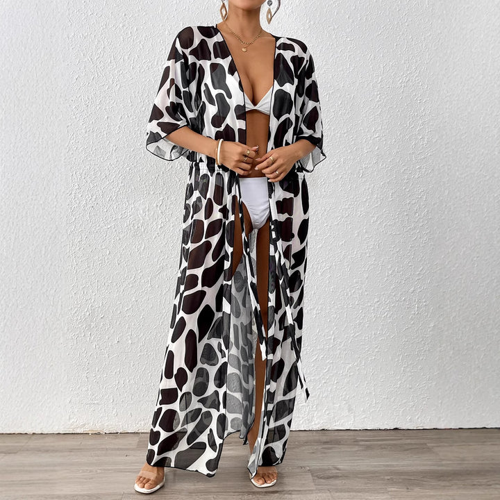 Dame mode strandkaftan med sidelivsnorm Skovae