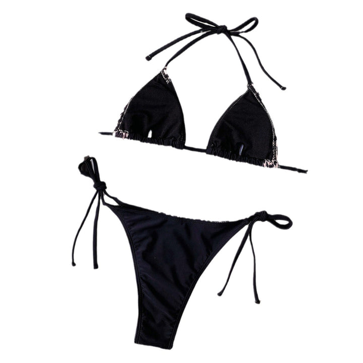 Dame triangel-bikini med elegant dyremønster og justerbare bindebånd Skovae
