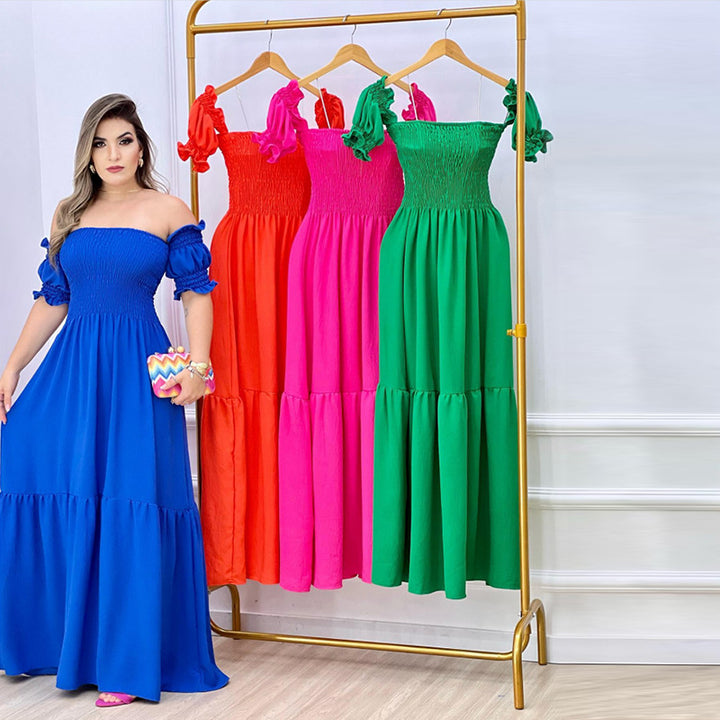 Damer Airy Maxi Kjole med Off-Shoulder Design og Ruffle Detaljer Stilla