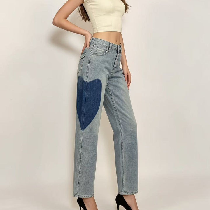 Dame løsskårne denim jeans med unikke farve accenter Skovae