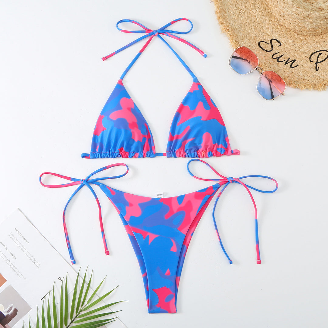 Femme Vibrant Print String Bikini Sæt Stilla