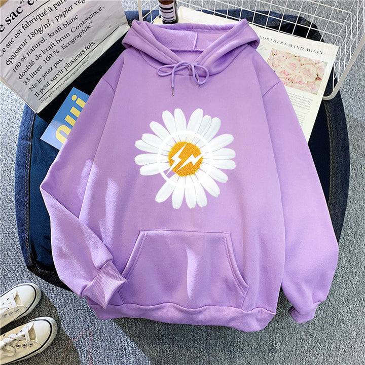 Dame hoodie med blomsterdesign Skovae