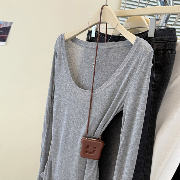 Femme Relaxed Fit Langærmet Top med Rund Hals Stilla