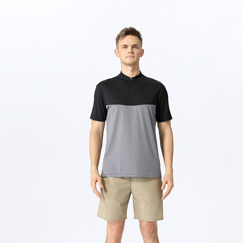 Herrer Sporty Kortærmet T-shirt med Lynlås Stilla