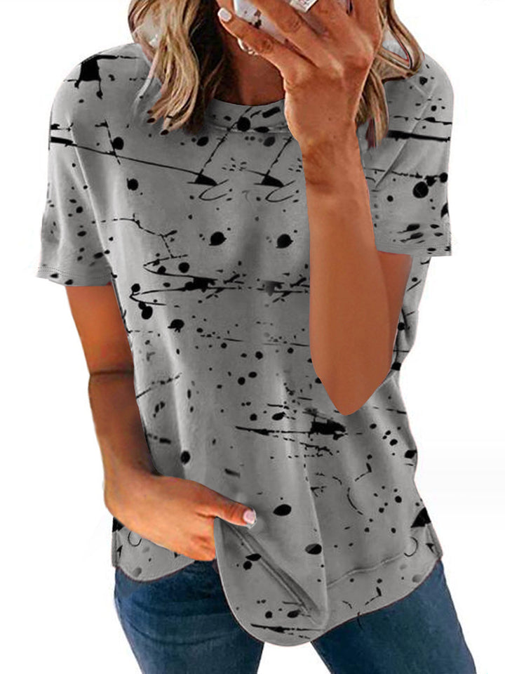 Dame T-shirt med kreativt farveklat-design Stilla