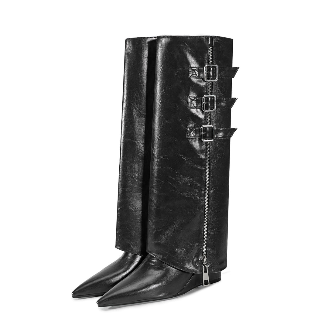Femme Over-the-Knee Slouchy Stiletto Støvler med dekorative spænder Stilla