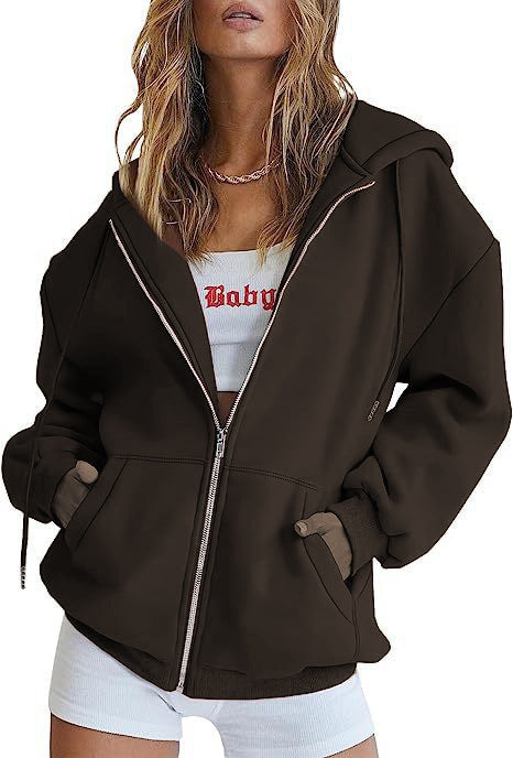 Dame oversized hoodie jakke med praktiske lommer Skovae
