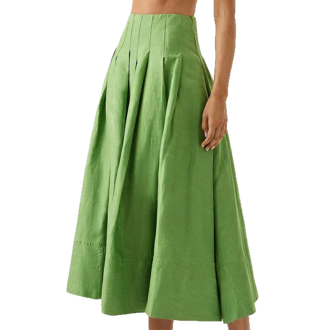 Dame Elegant Midi Nederdel med Flydende Snit og Sidelommer