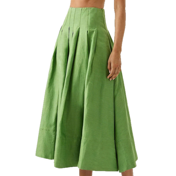 Dame Elegant Midi Nederdel med Flydende Snit og Sidelommer