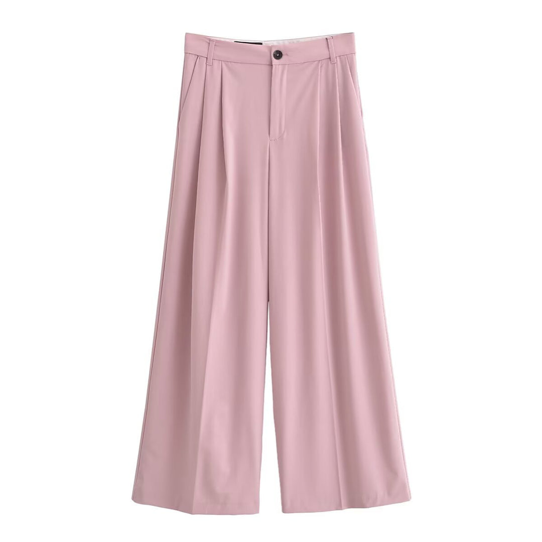 Dame elegante vide bukser med høj talje og plissering Skovae