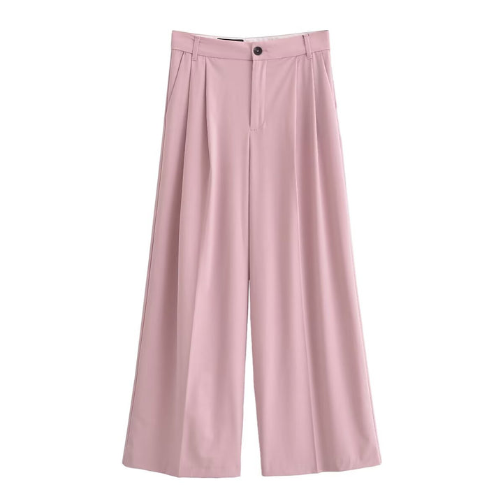 Dame elegante vide bukser med høj talje og plissering Skovae