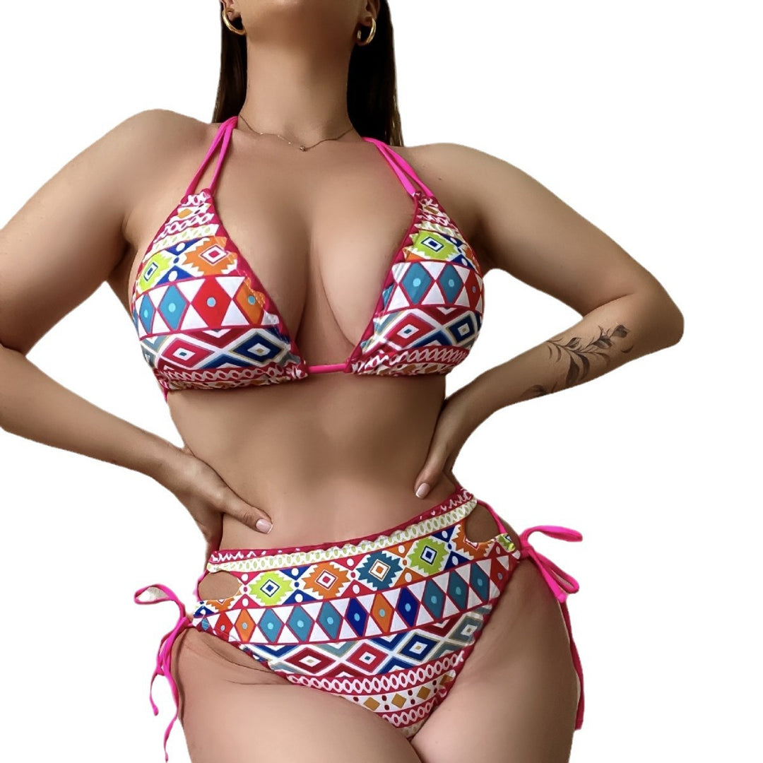 Dame triangel-bikini med moderne etno-tryk Skovae