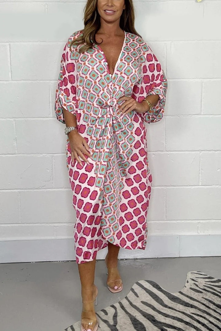 Dame Bohemian Trykt Kaftan Kjole Stilla