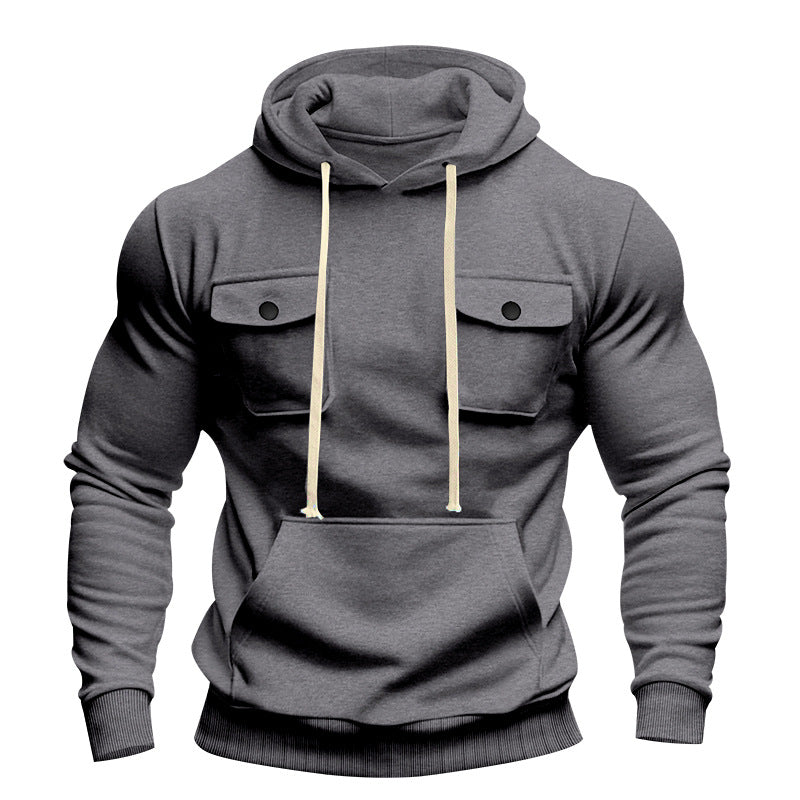 Herrer nan urban hoodie med brystlommer, kængurulomme og atletisk pasform Skovae