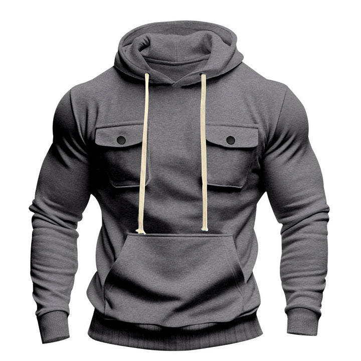 Herrer nan urban hoodie med brystlommer, kængurulomme og atletisk pasform Skovae