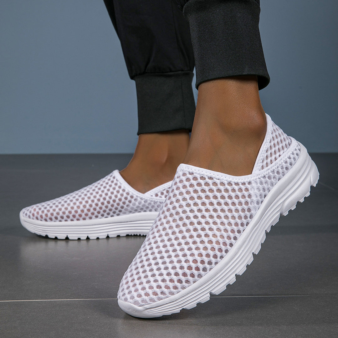 Dame nan luftige slip-on sneakers med honningkage-strikoverdel og dæmpet komfortsål Skovae