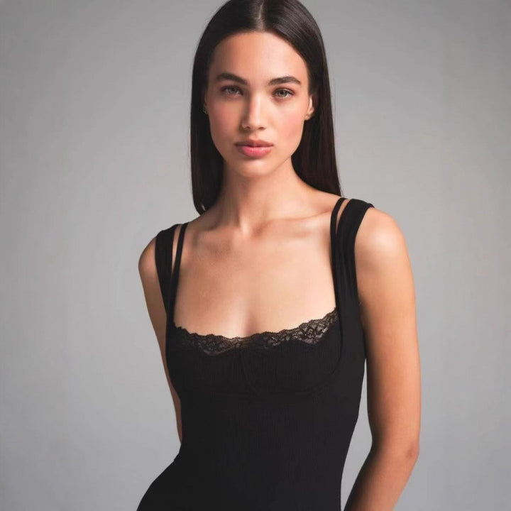 Damer Elegant Firkantet Hals Bodycon Kjole Stilla