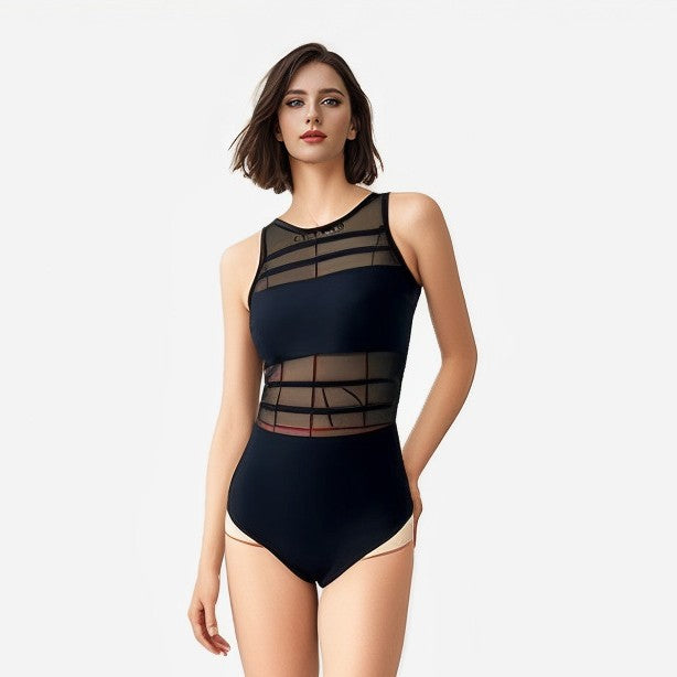 Damer Sportslig Heldragt Badedragt med fashionable Mesh-indlæg og høj krave Stilla