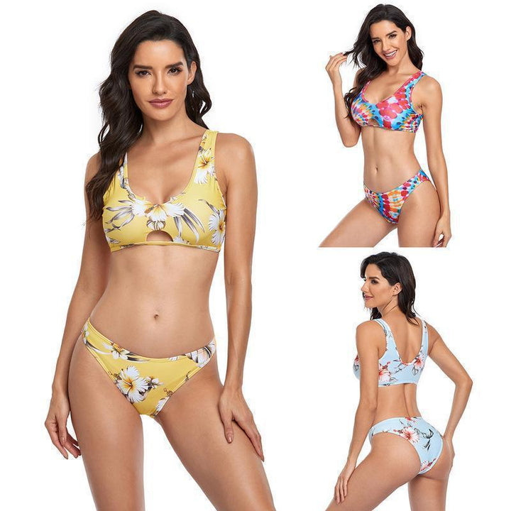 Dame bikini sæt med modet cut-out-design og farverigt mønster Stilla