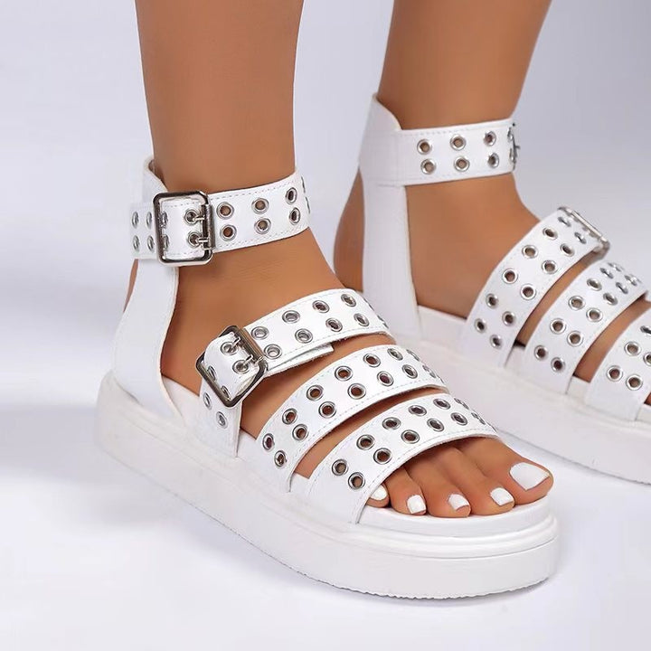 Dame mode ankel-sandaler med trendy huller og komfortabelt fodseng Stilla