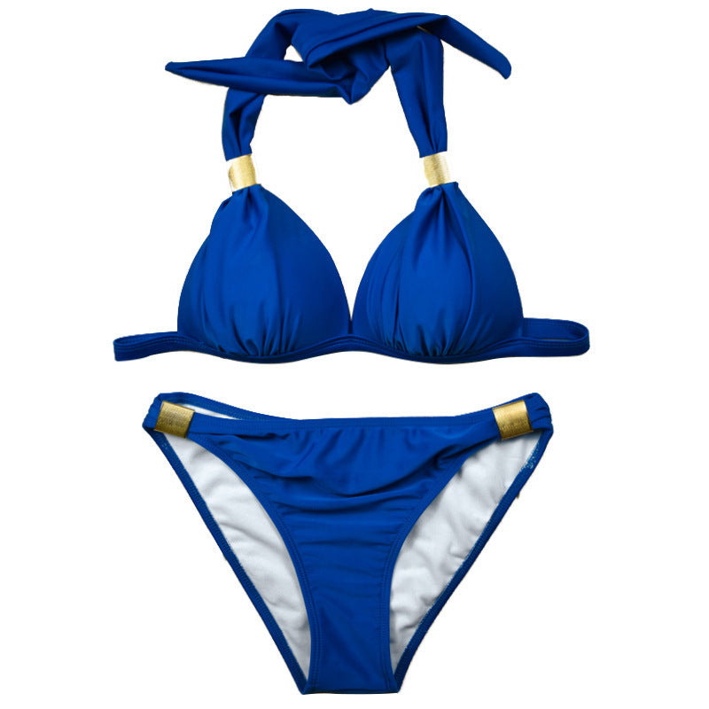 Dame triangel-bikini med justerbare stropper og smukt knude-detalje Skovae