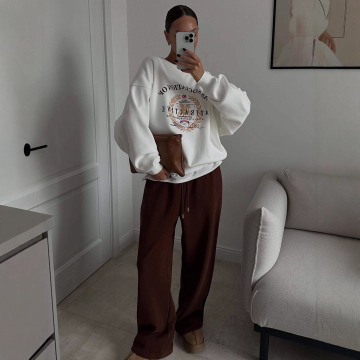 Kvinders sweatshirt med kreativ tekst og oversized pasform Stilla