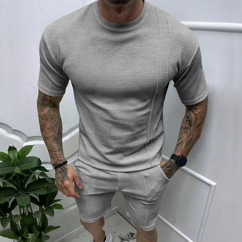 Herrer Sporty kortærmet sæt i åndbart materiale med struktureret design Stilla
